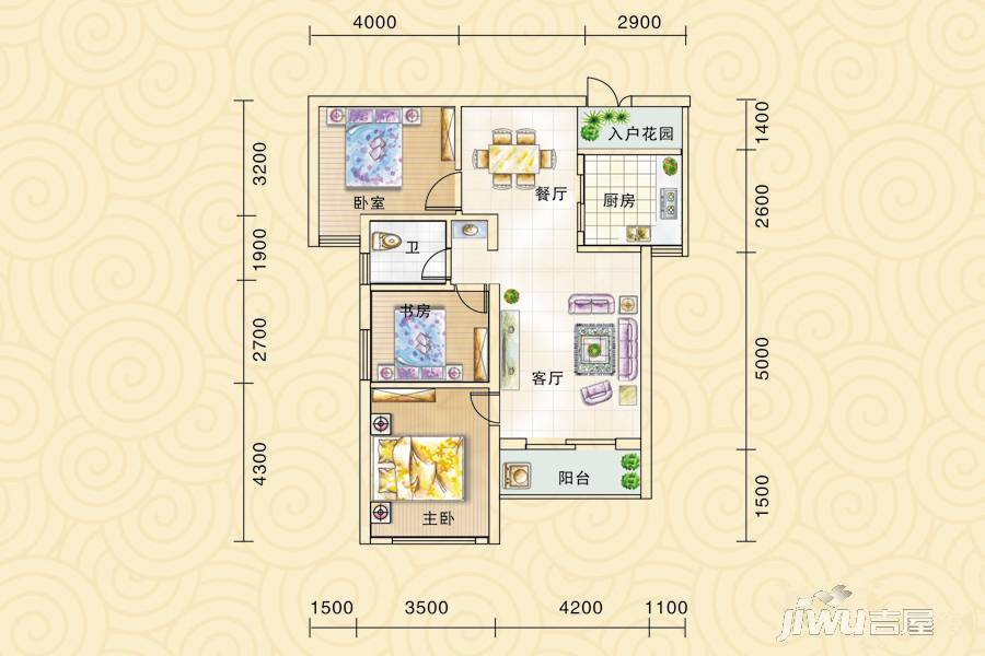 滨江观邸3室2厅1卫113.8㎡户型图