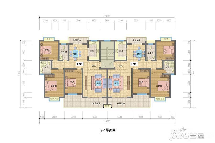 鑫科·蕙风园3室2厅2卫132.3㎡户型图