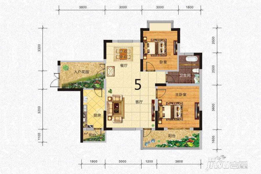 龙骧华城2室2厅1卫88.3㎡户型图