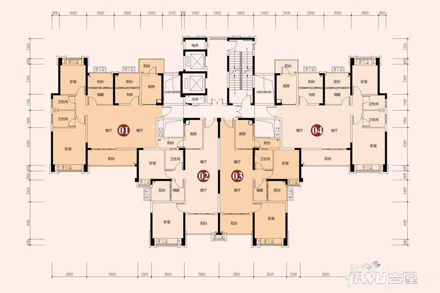 恒大御景湾3室2厅1卫103.7㎡户型图