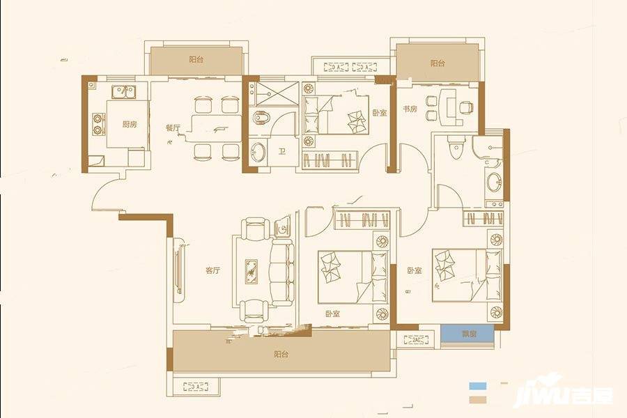 中建·湖山壹号4室2厅2卫127㎡户型图