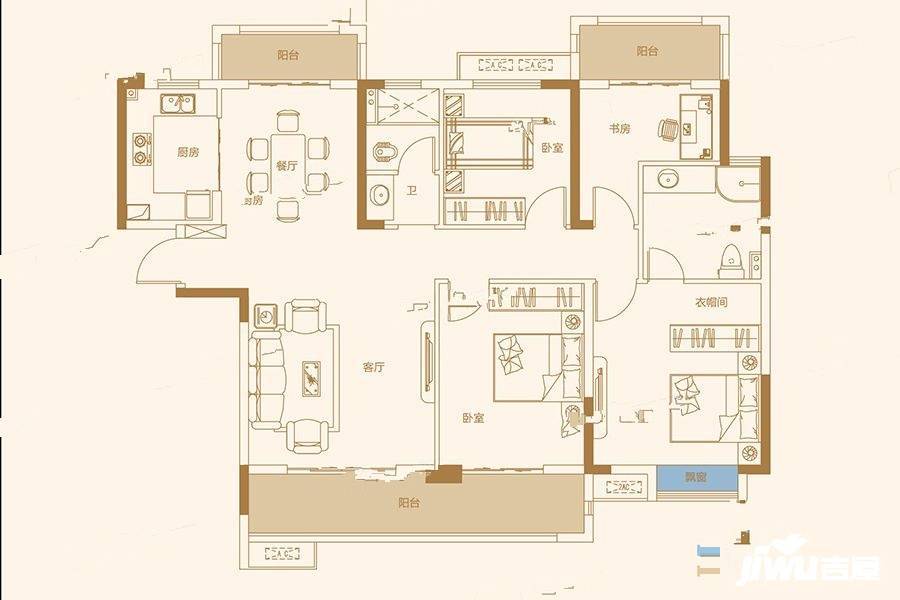 中建·湖山壹号4室2厅2卫139.4㎡户型图