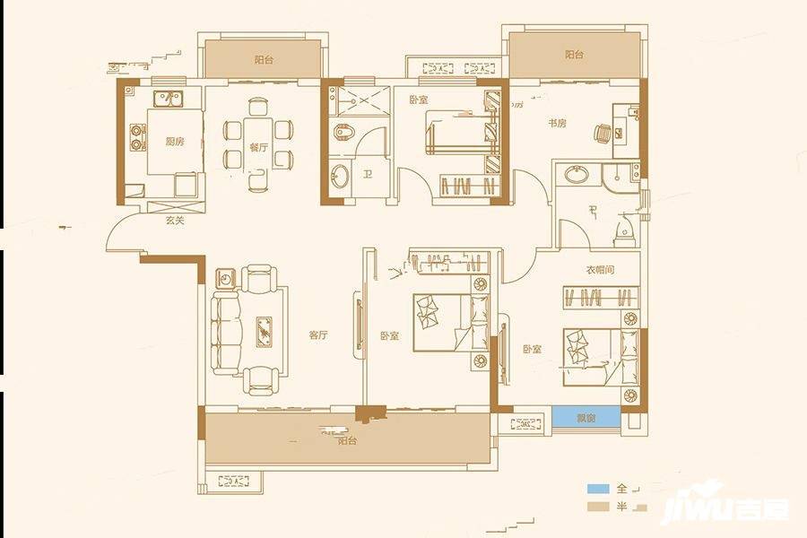 中建·湖山壹号4室2厅2卫139.2㎡户型图