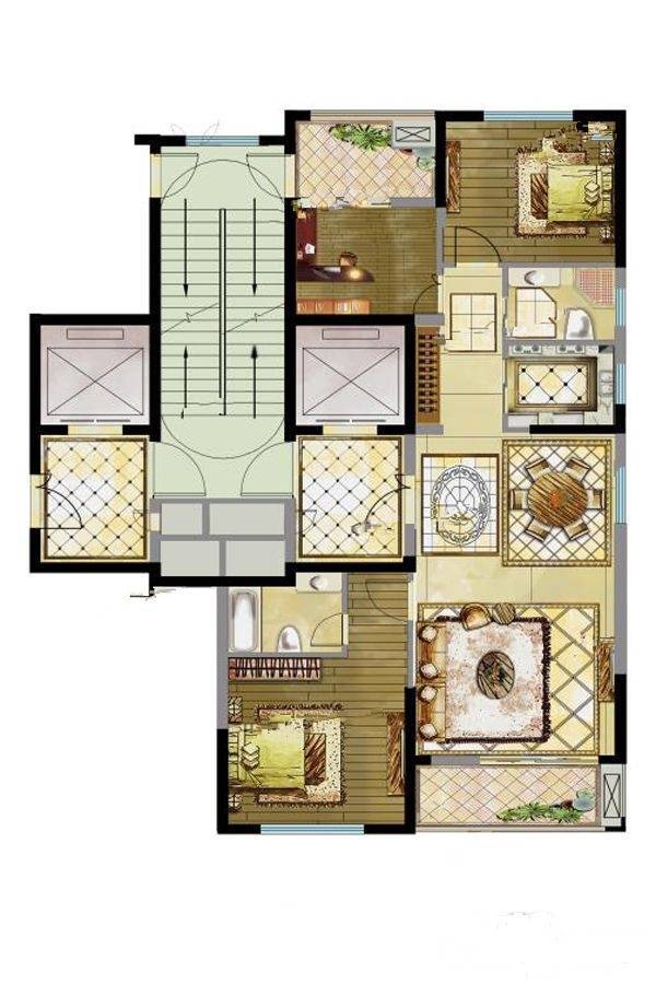 韦斯特城市花园3室2厅2卫122.1㎡户型图