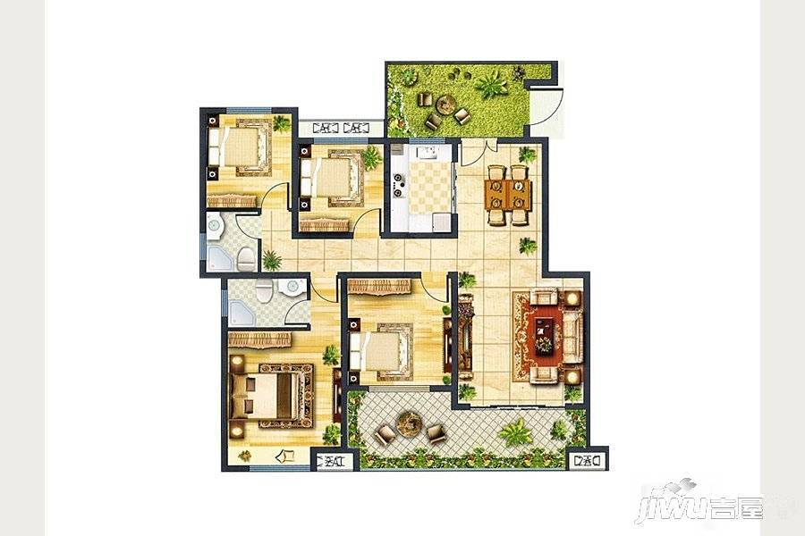 亚太国际健康城4室2厅2卫134.1㎡户型图