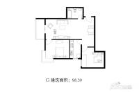 荣庆金悦府2室2厅1卫98.4㎡户型图