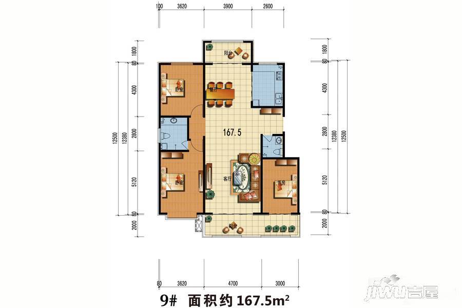 鑫华庄园3室2厅2卫167.5㎡户型图