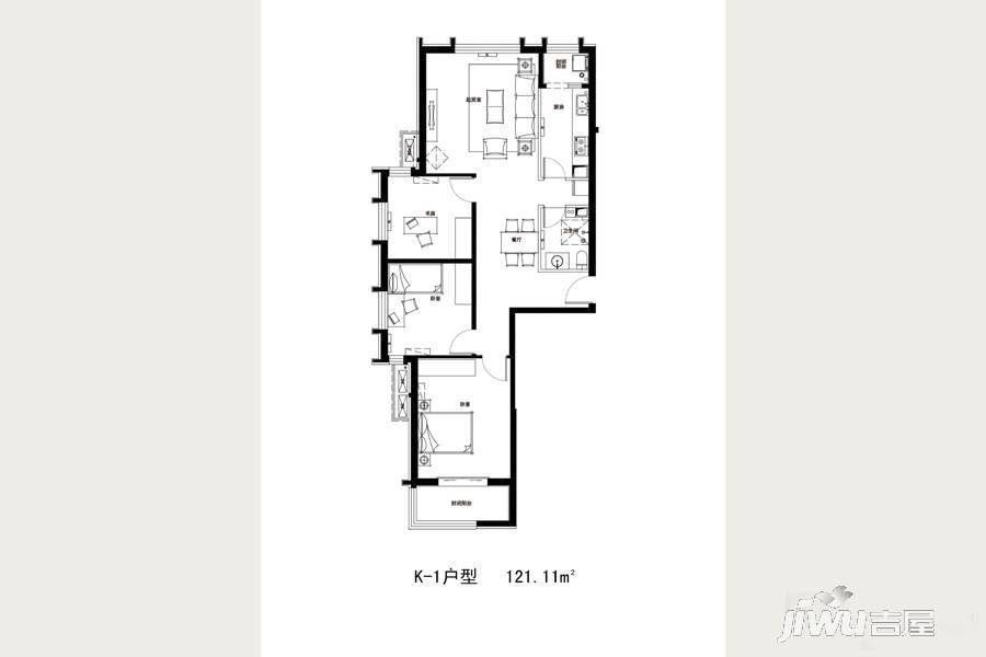永昌新五一广场3室2厅1卫121.1㎡户型图