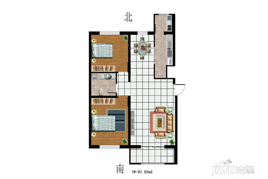 怀来枫树湾2室2厅1卫97.5㎡户型图