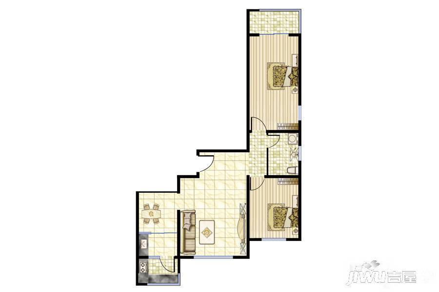 瑞泰嘉园2室2厅1卫102㎡户型图