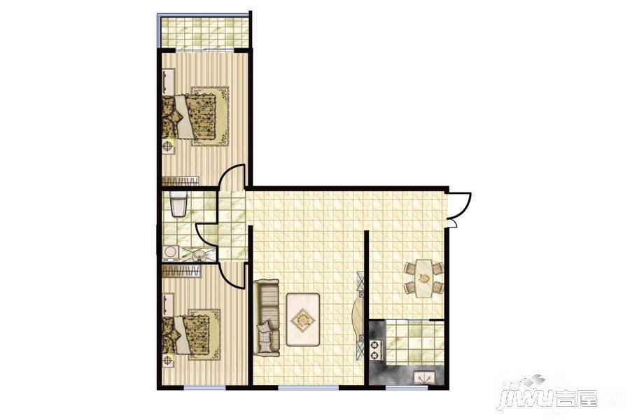 瑞泰嘉园2室2厅1卫110㎡户型图