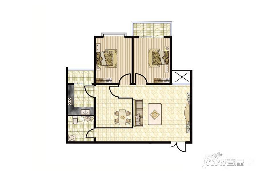 瑞泰嘉园2室2厅1卫93㎡户型图