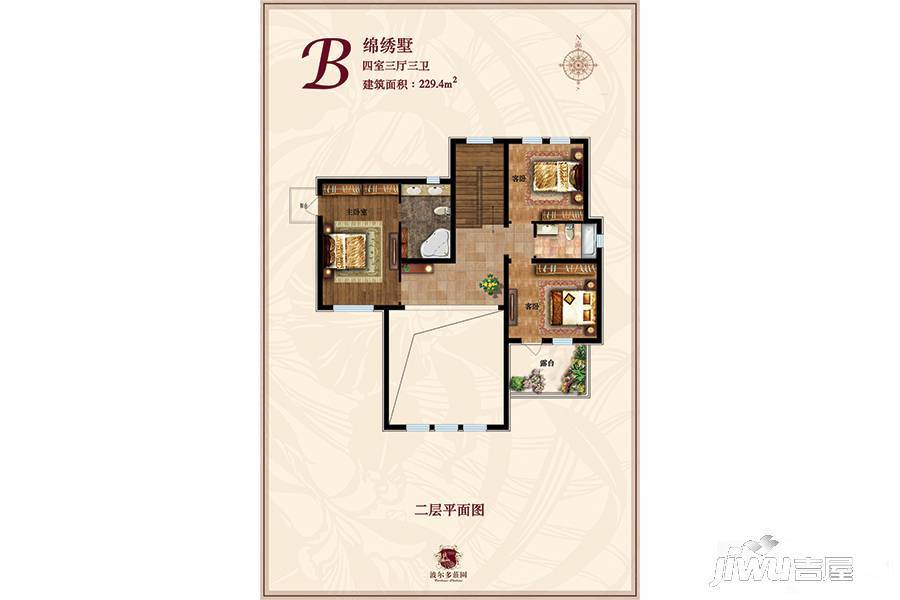 波尔多庄园4室3厅3卫229.4㎡户型图