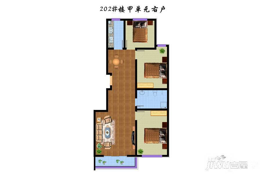 翰林世家3室2厅1卫113.2㎡户型图