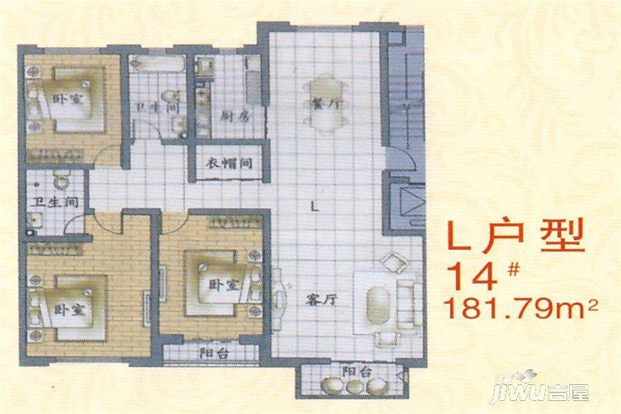 祥泰园3室2厅2卫181.8㎡户型图