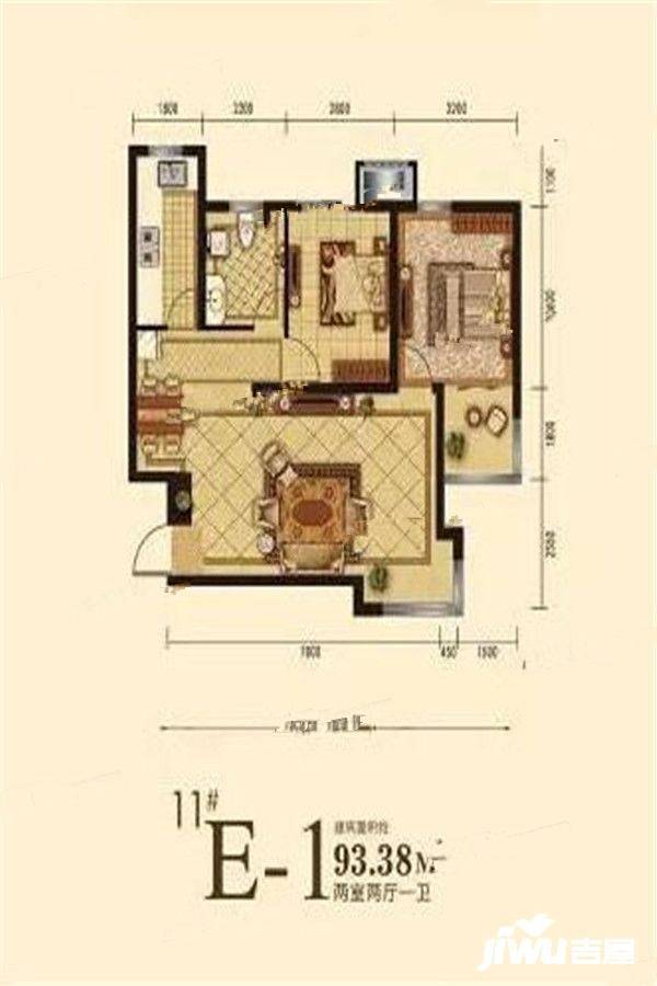 府城尚品2室2厅1卫93.4㎡户型图